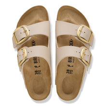Birkenstock Arizona Big Buckle Birko-Flor sandals in Sandcastle color, featuring wide straps and a comfortable footbed.